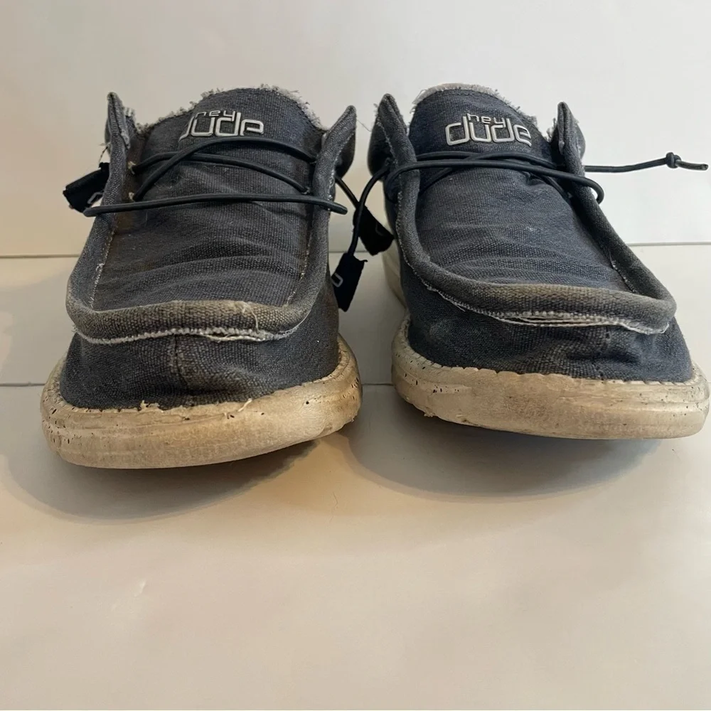 Hey Dude Wally Stretch Navy Blue Canvas Stretch Slip On Casual Shoes Size 11